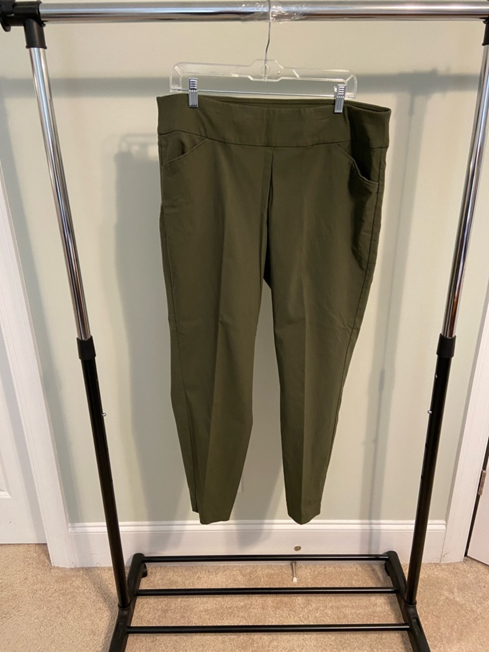 CJ Banks Olive Green Pants with Tapered Leg.
